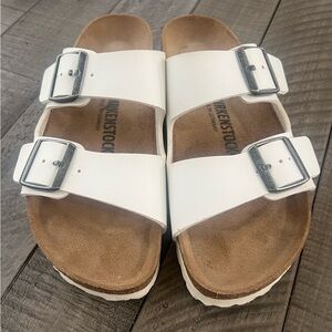 Birkenstock Womens Arizona Sandal White Leather Size US8 M EU39 8